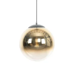 QAZQA Art Deco Hängelampe schwarz mit Goldglas 33 cm - Pallon