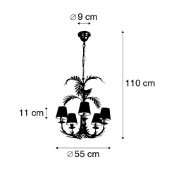 QAZQA Art Deco Kronleuchter Gold 5-Licht mit weißen Kappen - Botanica