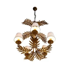 QAZQA Art Deco Kronleuchter Gold 5-Licht mit weißen Kappen - Botanica