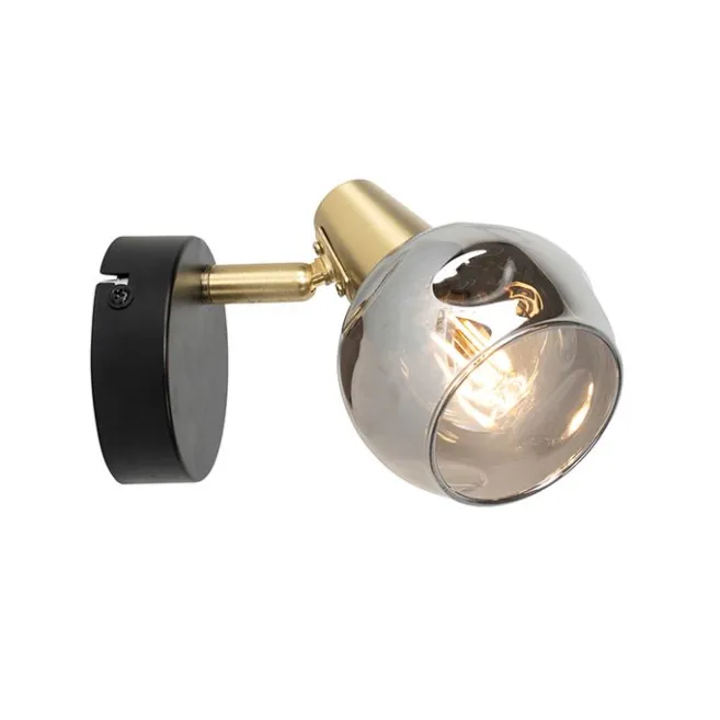 QAZQA Art Deco Spot Gold mit Rauchglas - Vidro