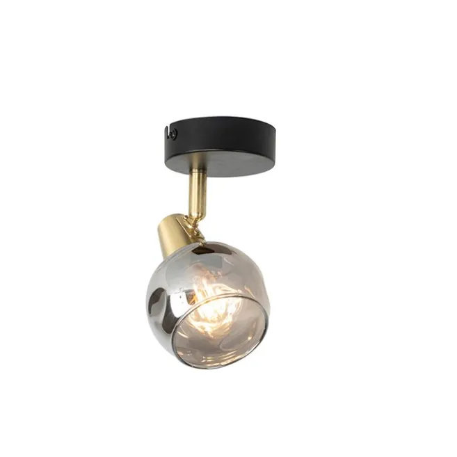 QAZQA Art Deco Spot Gold mit Rauchglas - Vidro