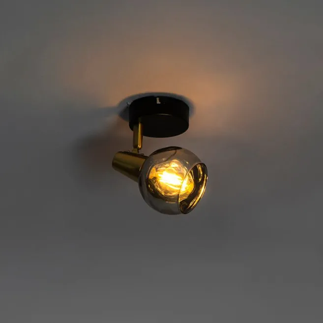 QAZQA Art Deco Spot Gold mit Rauchglas - Vidro