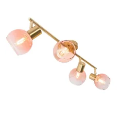 QAZQA Art Deco Spot Gold mit rosa Glas 4-flammig - Vidro