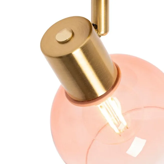 QAZQA Art Deco Strahler Gold mit rosa Glas - Vidro