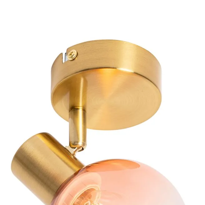 QAZQA Art Deco Strahler Gold mit rosa Glas - Vidro