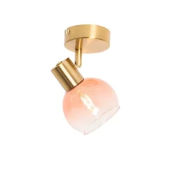 QAZQA Art Deco Strahler Gold mit rosa Glas - Vidro