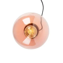 QAZQA Art Deco Tischlampe Messing mit rosa Glas - Pallon