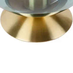 QAZQA Art Deco Tischlampe Messing mit blauem Glas - Pallon