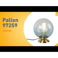 QAZQA Art Deco Tischlampe Messing mit blauem Glas - Pallon