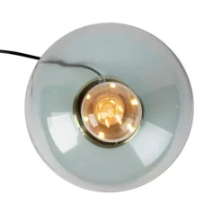 QAZQA Art Deco Tischlampe Messing mit blauem Glas - Pallon