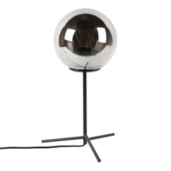 QAZQA Art Deco Tischlampe schwarz mit Rauchglas 45,5 cm - Pallon