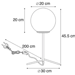 QAZQA Art Deco Tischlampe schwarz mit Rauchglas 45,5 cm - Pallon