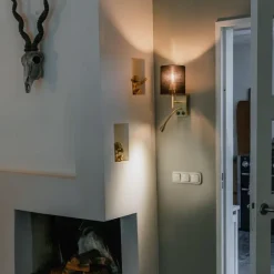 QAZQA Art Deco Wandlampe Gold mit schwarzem Baumwollschirm - Stacca