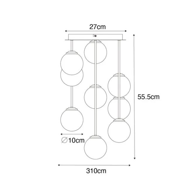 QAZQA Art-Deco-Deckenlampe Gold mit grünem Glas 9 Lichter - Athen