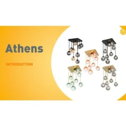 QAZQA Art-Deco-Deckenlampe Gold mit grünem Glas 9 Lichter - Athen