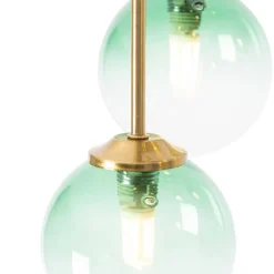 QAZQA Art-Deco-Deckenlampe Gold mit grünem Glas 9 Lichter - Athen