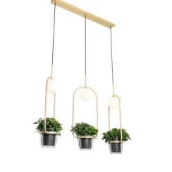 QAZQA Art-Deco-Hängelampe Gold mit weißem Glas 3 Lichter - Isabella