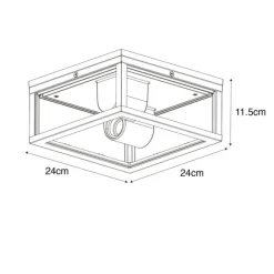 QAZQA Außendeckenleuchte schwarz mit geripptem Glas 2-flammig IP44 - Charlois