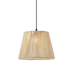 QAZQA Außenhängeleuchte schwarz mit beigefarbenem Seilschirm IP44 - Cava Jayla