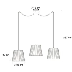 QAZQA Außen-Hängeleuchte schwarz mit beigefarbenen Seilschirmen 3-flammig IP44 - Cava Jayla
