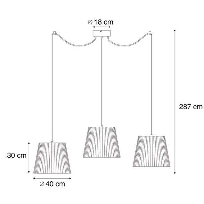 QAZQA Außen-Hängeleuchte schwarz mit beigefarbenen Seilschirmen 3-flammig IP44 - Cava Jayla