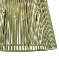 QAZQA Außenhängeleuchte schwarz mit grünem Seilschirm IP44 - Cava Jayla