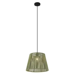 QAZQA Außenhängeleuchte schwarz mit grünem Seilschirm IP44 - Cava Jayla