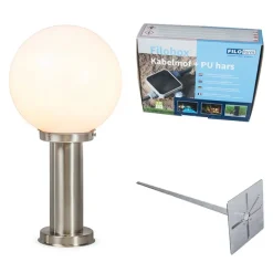 QAZQA Außenlampe Stahl Edelstahl 50 cm - Sfera mit Erdungsstift und Kabelmuffe