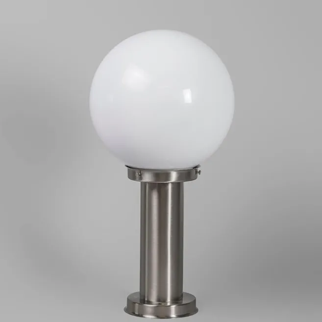 QAZQA Außenlampe Stahl Edelstahl 50 cm - Sfera mit Erdungsstift und Kabelmuffe