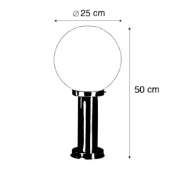 QAZQA Außenlampe Stahl Edelstahl 50 cm - Sfera mit Erdungsstift und Kabelmuffe