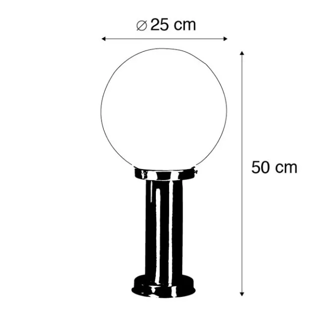 QAZQA Außenlampe Stahl Edelstahl 50 cm - Sfera mit Erdungsstift und Kabelmuffe
