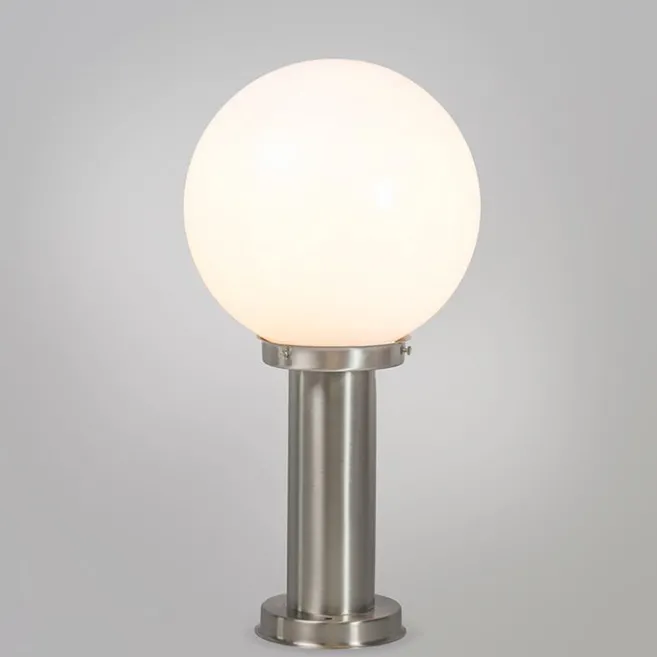QAZQA Außenlampe Stahl Edelstahl 50 cm - Sfera mit Erdungsstift und Kabelmuffe