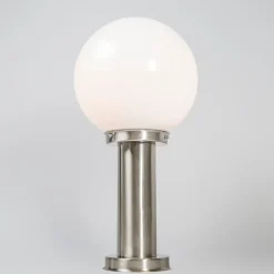 QAZQA Außenlampe Stahl Edelstahl 50 cm - Sfera mit Erdungsstift und Kabelmuffe