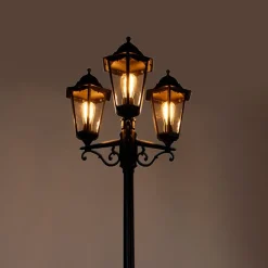 QAZQA Außenlaterne schwarz 220 cm 3-flammig IP44 - Havanna