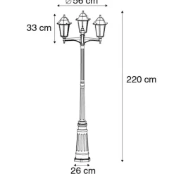 QAZQA Außenlaterne schwarz 220 cm 3-flammig IP44 - Havanna