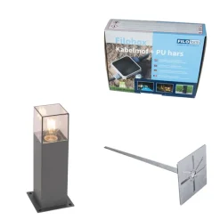 QAZQA Außenleuchte 30 cm anthrazit mit Erdungsstift und Kabelmuffe - Dänemark