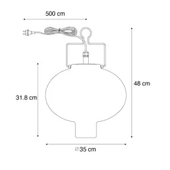 QAZQA Außen-Pendelleuchte weiß 35 cm mit rotem Stecker IP44 - Pion