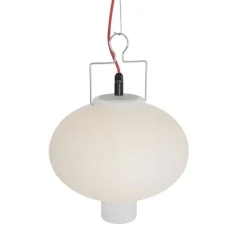 QAZQA Außen-Pendelleuchte weiß 35 cm mit rotem Stecker IP44 - Pion