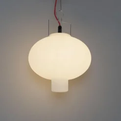 QAZQA Außen-Pendelleuchte weiß 35 cm mit rotem Stecker IP44 - Pion