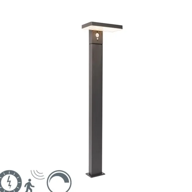 QAZQA Außenpfosten dunkelgrau 80 cm inkl. LED und Abblendlicht auf Solar - Sunnie