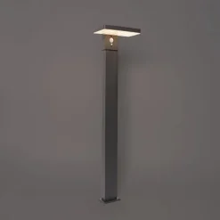 QAZQA Außenpfosten dunkelgrau 80 cm inkl. LED und Abblendlicht auf Solar - Sunnie