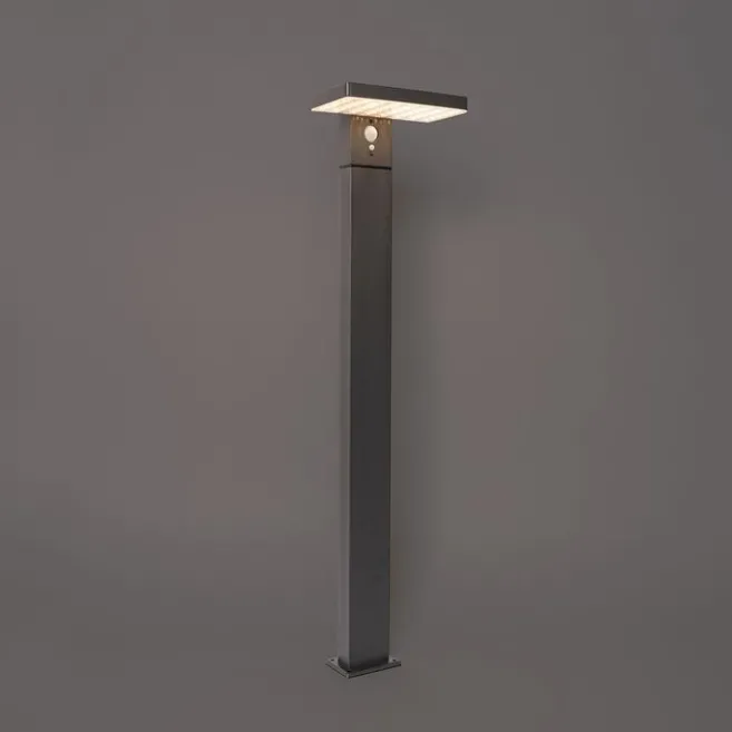 QAZQA Außenpfosten dunkelgrau 80 cm inkl. LED und Abblendlicht auf Solar - Sunnie