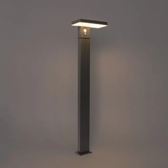 QAZQA Außenpfosten dunkelgrau 80 cm inkl. LED und Abblendlicht auf Solar - Sunnie
