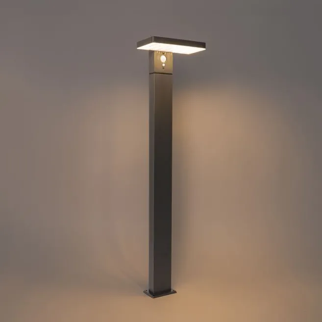 QAZQA Außenpfosten dunkelgrau 80 cm inkl. LED und Abblendlicht auf Solar - Sunnie