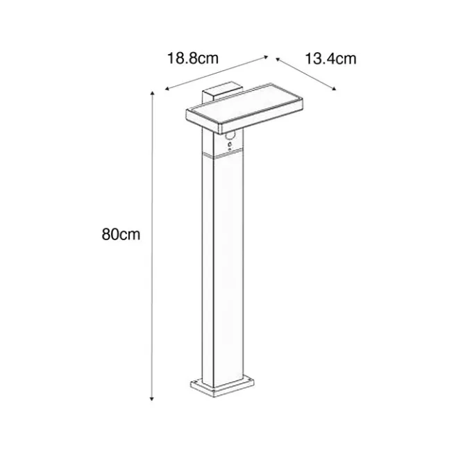 QAZQA Außenpfosten dunkelgrau 80 cm inkl. LED und Abblendlicht auf Solar - Sunnie