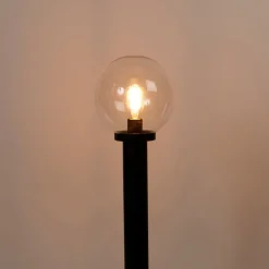 QAZQA Außenstehleuchte schwarz mit klarer Kugel 100 cm IP44 - Sfera