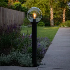 QAZQA Außenstehleuchte schwarz mit klarer Kugel 100 cm IP44 - Sfera