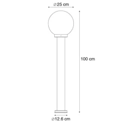 QAZQA Außenstehleuchte schwarz mit klarer Kugel 100 cm IP44 - Sfera