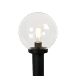 QAZQA Außenstehleuchte schwarz mit klarer Kugel 100 cm IP44 - Sfera