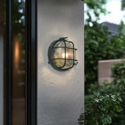 QAZQA Außenwand- und Deckenleuchte Dunkelgrün Rund IP44 - Noutica